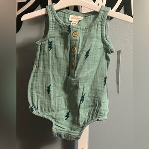 Cat & Jack Seafoam Green Lightning Bolt Infant Tank Romper NWT Newborn
